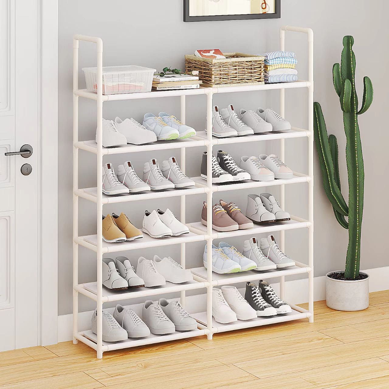 Simple Style Iron Plastic Storage Rack, Multilayer Home Space Saving Shoe Cabinet, Hallway Space-saving Shoe Organizer Stand Holder, Timebal 6 Layer Shoe Organizer Simple Style Iron Plastic Storage Rack, Multilayer Home Space Saving Shoe Cabinet, Hallway Space-saving Shoe Organizer Stand Holder, Timebal 6 Layer Shoe Organizer
